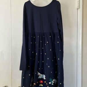 Hanna Andersson Blue Long Sleeve Crew Neck Dress